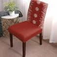 thumbnail image 3 of Chair Covers for Dining Room Set of 6,Merry Christmas Snowflake Texture Stretch Seat Protector Removable Washable Chairs Slipcovers for Kitchen Banquet Wedding Hotel,White Leaves Pine Cone on Red, 3 of 6