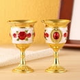 thumbnail image 4 of Visland 2PCS Vintage Metal Embossed Wine Cup, Hand-made Goblet Engraving Flower Pattern Shot Glass Liqueur Goblet Wine Chalice Art Craft Decoration for Weddings Home Decor Blessings Cup, 4 of 6