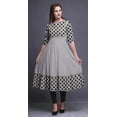 thumbnail image 2 of Bimba Light Gray3 Geometric Curve Diamond Printed Anarkali Dress Long Maxi Dress Indian Kurtis For Women Ethnic Kurti X-Large, 2 of 5