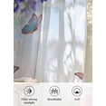 thumbnail image 6 of Sheer Curtains 72 Inches Long, Blue Purple Floral Semi Sheer Curtains Light Filtering Window Treatment, Ombre Butterflies Modern Art Spring Privacy Voile Drapes for Living Room Bedroom 52x72 Inch, 6 of 7