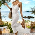 thumbnail image 6 of Qzwdhjm Womens Crochet Beach Coverup Hollow Out Maxi Cami Dresses Square Neck Scalloped Hem Swimsuits Coverups Beach Holidays Bikini Coverup, 6 of 8