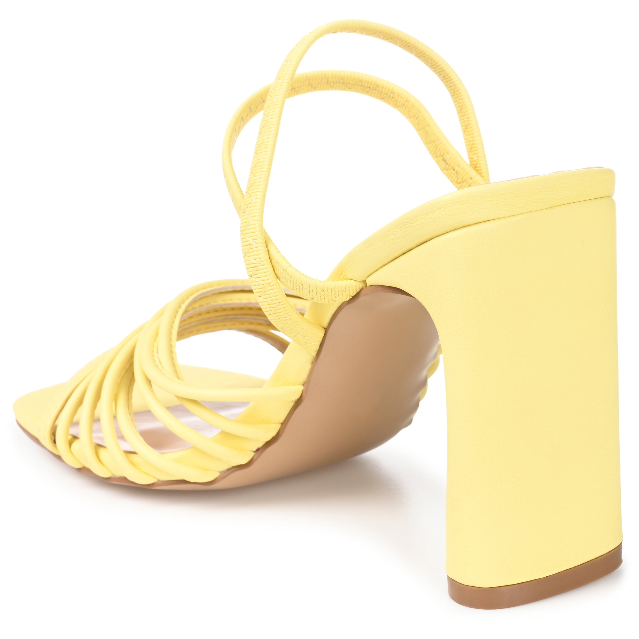 Journee Womens Hera Open Square Toe High Block Heel Sandals