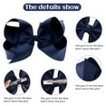 thumbnail image 4 of 2PCS 6" Big Hand-made Grosgrain Ribbon Solid Color Hair Bows Alligator Clips Hair Accessories for Little Teen Toddler Girls Kids, 4 of 6