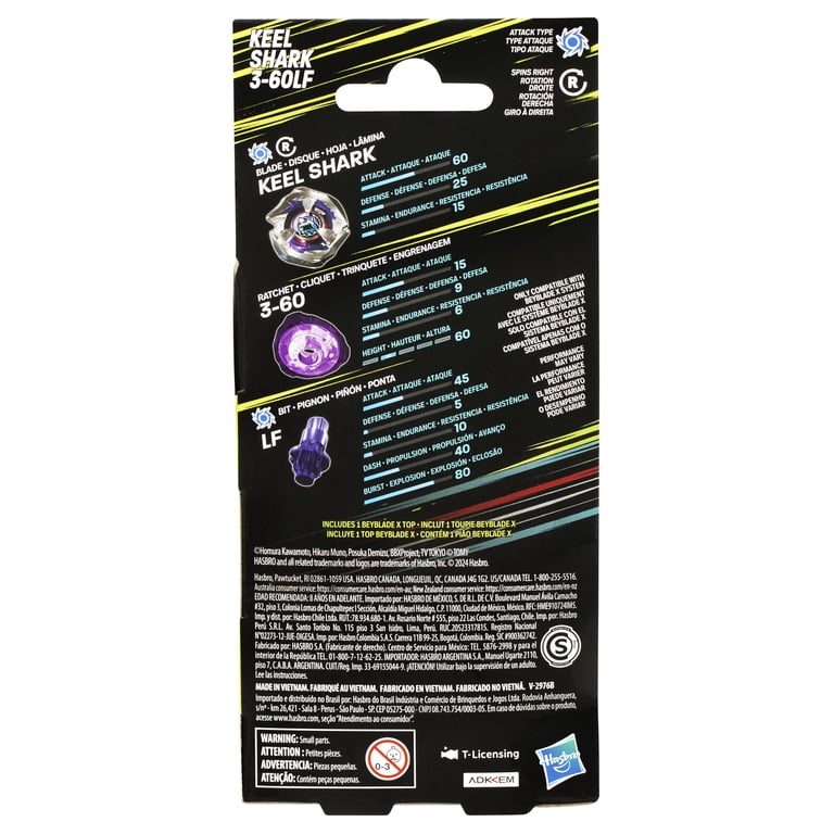 Beyblade, Keel Shark 3-60LF Booster Pack, Multicolor, Attack Top