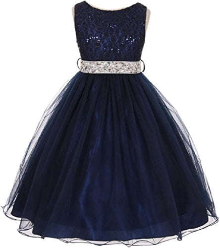navy and silver flower girl dresses