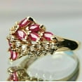 thumbnail image 3 of Fine Creation 1.60 Ct Marquise Cut Red Ruby And Diamond Cluster Wedding Engagement Ring 14K Yellow Gold - 6, 3 of 4
