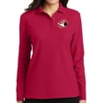 thumbnail image 1 of Ladie's Crashing Bowling Pins Moisture-Wicking Long Sleeve Polo Shirt, 3XL Red, 1 of 3