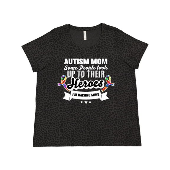 Inktastic Autism Awareness Autism Mom with Puzzle Ribbons Women's Plus Size T-Shirt