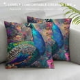 thumbnail image 3 of Orinice Peacock Flowers Garden Graphic Decorative Cushion Throw Pillow Cover for Home Couch Living Room Bed Sofa Short Plush Spring Pillow Case 1PC 22x22in, 3 of 5