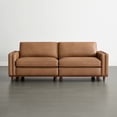 thumbnail image 5 of ReNest Oversized 2-Piece Modular Sofa with Solid Wood Base, Faux Leather, Feather-Blend Cushions, Camel, 83''W, 5 of 13