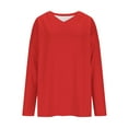 thumbnail image 5 of VgaVtl V-Neck Womens T Shirt Long Sleeve Tops Women Basic Casual Solid Color Loose Everyday Red Shirts,3XL, 5 of 7