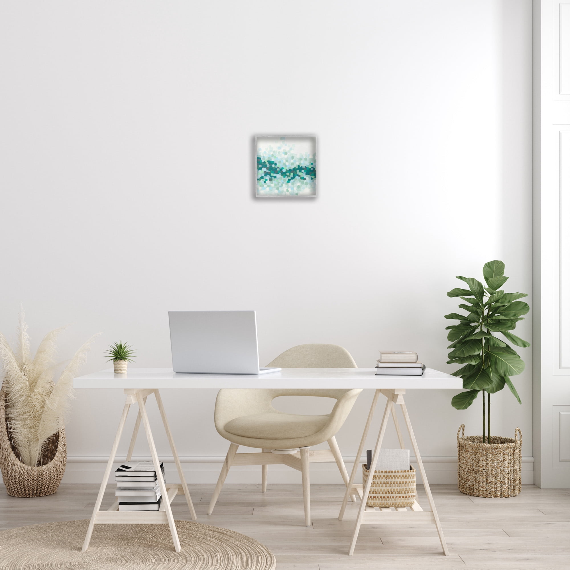 Stupell Industries Green Speckled Horizon Abstract Painting Gray Framed Art Print Wall Art, 12 x 12