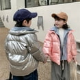 thumbnail image 4 of Toddler Boys Girls Metallic Winter Coat Warm Heavyweight Hooded Puffer Jacket Insulated Shiny Down Coat Padded Outwear, 4 of 9