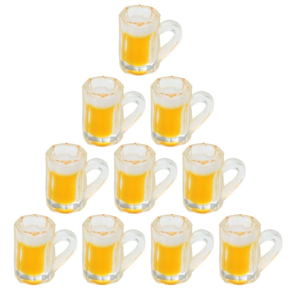 COOLHOOD 10pcs Small Beer Cups Model Resin Beer Glass Dollhouses Decors Miniatures Garden Decorations