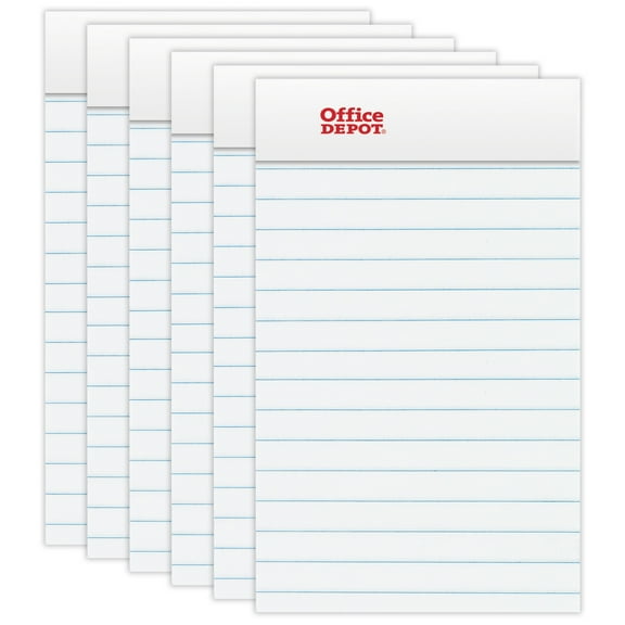 Office Depot Mini Perforated Legal Pad, 3in. x 5in., White, Pack Of 6 Pads, 99487