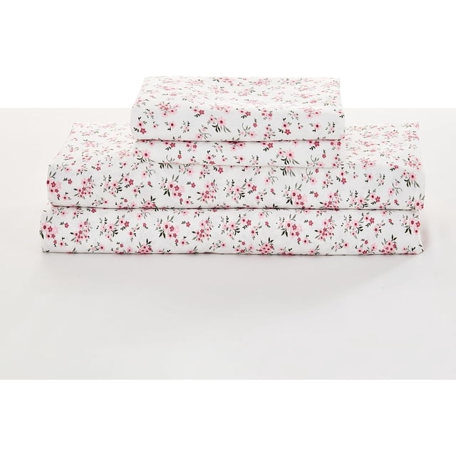 PC Deep Pocket Queen Sheet Set Fit Breathable Microfiber Soft Queen Size Sheet Set Hotel Style Bed Sheet Set for Women Men Flower