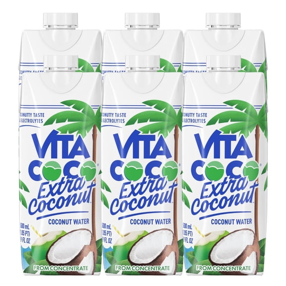 Vita Coco Coconut Water Extra Coconut 16.9 oz, Pack of 6
