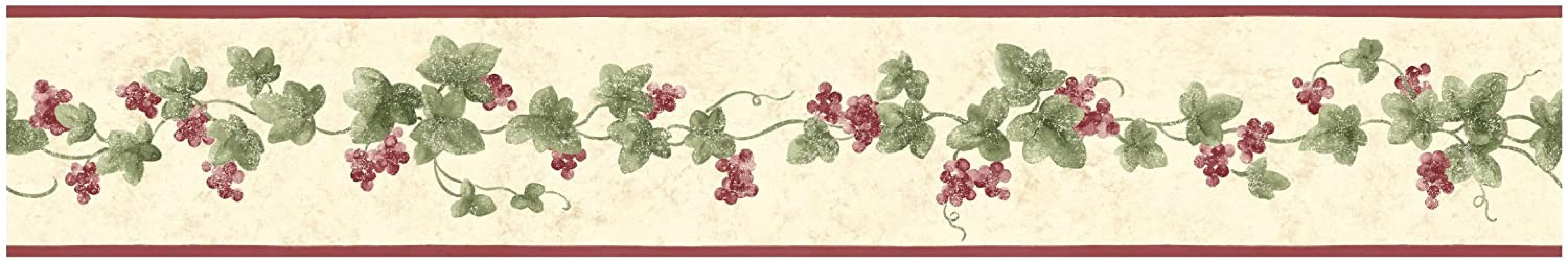 Die-Cut Ivy and Flowers on a Curved  Pediment Wallpaper Border  AO6924B 