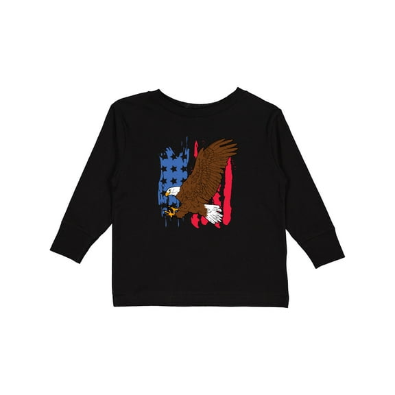 Inktastic Eagle with American Flag Boys or Girls Long Sleeve Toddler T-Shirt