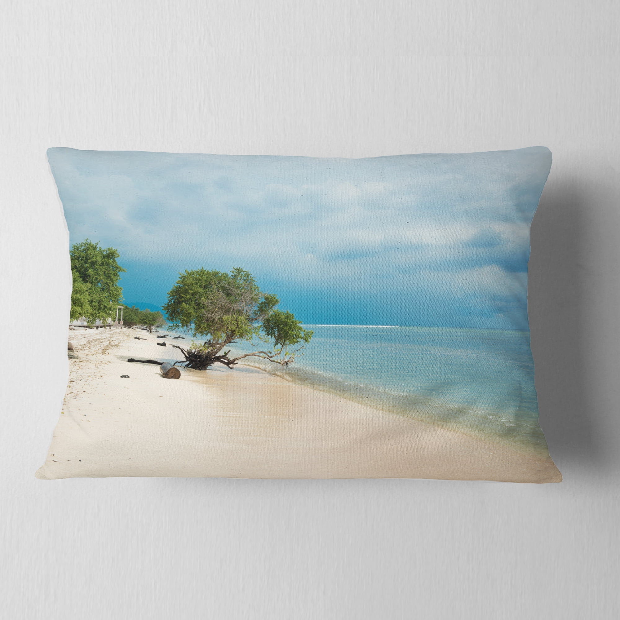 Designart 12" x 20" Blue Polyester Throw Pillow