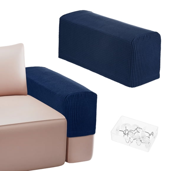 Fundas para Reposabrazos de Sofá Uxcell para Reposabrazos de 17.71 a 20" Longitud Antideslizantes y Elásticas [Azul Marino]