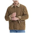 thumbnail image 3 of JHLZHS Softshell Jacket Men Men Solid Color Lamb Wool Button Cardigan with Thick Collar Casual Business Fashionable Comfortable and Warm Jacket Work Jacket for Men 917, 3 of 9