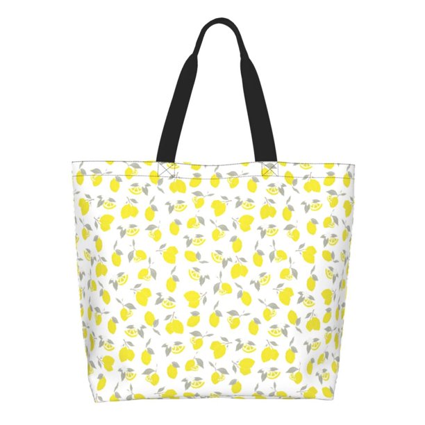 Balery Yellow Lemon Leaves Bolsa Tote Estilo Estético con Cremalleras, Bolsa de Hombro, Bolsa de Compras Grande y Plegable