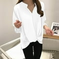 thumbnail image 2 of HAiming Plus Size Shirts for Women Solid Color V Neck Long Sleeve Tunic Tops Loose Casual Pullover Elegant Blouse, 2 of 6