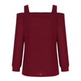 thumbnail image 5 of Womens Cold Shoulder Tops Cut Out Neck Long Sleeve Shirts Off Shoulder Knitted Tunic Casual Dressy Sexy Blouse Dressy Lightweight Comfy Outfits Going Out Tops Ladies Fashion Trendy, 5 of 9