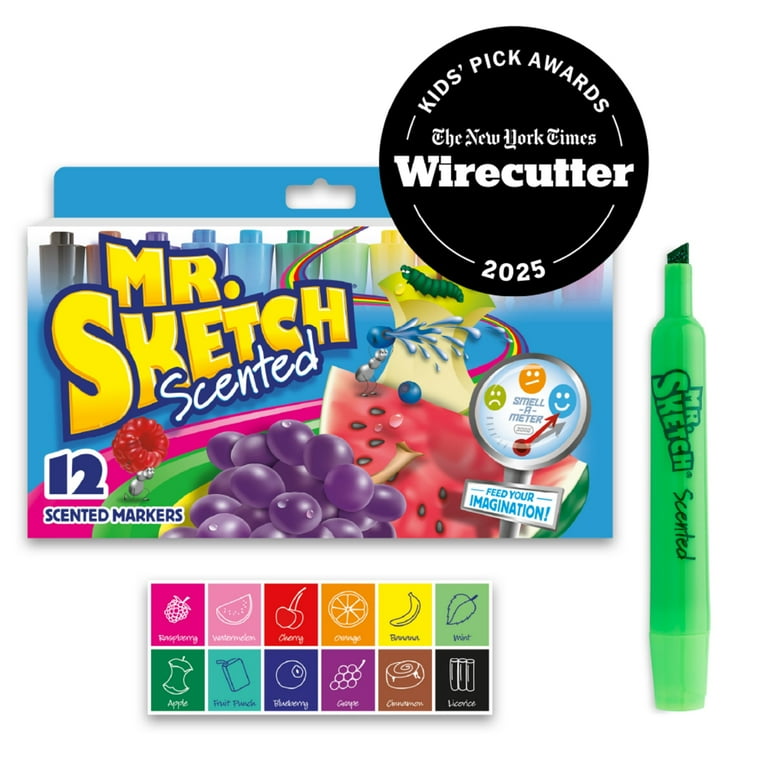 Mr. Sketch Scented Markers, Chisel Tip, Assorted Colors, 12 Count