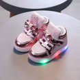 thumbnail image 2 of Otqutp Baby Girls Gold Glitter Lights up Sneakers Hook Loop Flat Non Slip Walking Sport Shoes Toddler New Born Casual Sneakers, 2 of 7