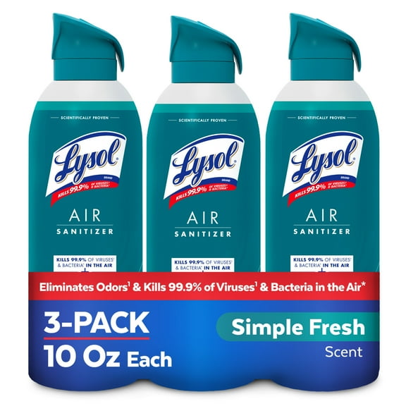 Lysol Air Sanitizer Spray, For Air Sanitization and Odor Elimination, Simple Fresh Scent, 10 Fl. Oz (Pack of 3)