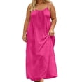 thumbnail image 2 of Yindaity Backless Casual Dress Casual Dresses for Women Sleeveless Backless Cami Dress Spaghetti Strap Flowy Beach Summer Loose Vacation Maxi Sundress(Hot Pink,3XL), 2 of 5