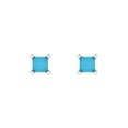 thumbnail image 3 of Clara Pucci 0.5Ct Turquoise Princess Cut VVS1 Push Back Stud 14k Solid hypoallergenic Gold Designer Earrings For December, 3 of 7
