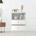 thumbnail image 5 of Buffet, Armoire d'Appoint Blanche avec Porte Coulissante en Verre, Buffet Moderne avec Rangement, 5 of 5