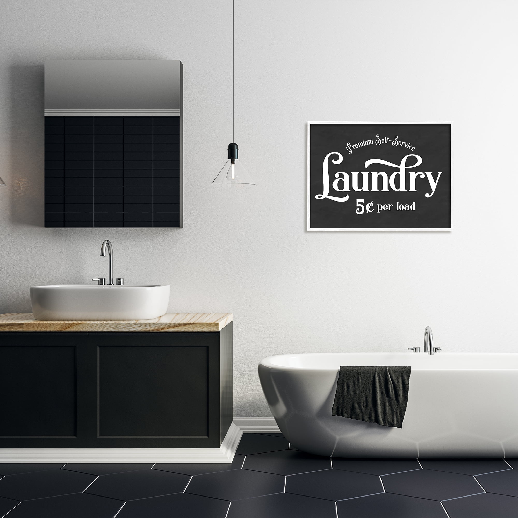 Stupell Industries Premium Self-Service Laundry Vintage Advertisement Sign, 24 x 30, Designed by Lettered and Lined