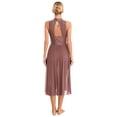thumbnail image 2 of YONGHS Women's Split Lyrical Dance Costume Flowy Contemporary Dance Long Tank Dress Reddish Brown S, 2 of 7
