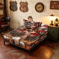 thumbnail image 4 of Manfei Rustic Wild Deer Twin Sheets, American Flag Bedding, Red White Brown, Black Reversible 3-Piece (1 Flat Sheet, 1 Fitted Sheet and 1 Pillowcase), 4 of 6