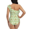 thumbnail image 5 of Sikiie Cartoon Duck Print Women One Piece Swimsuits Tummy Control One Shoulder Bathing Suits Ruffle Swimwear, From S to XXL-Large, 5 of 6