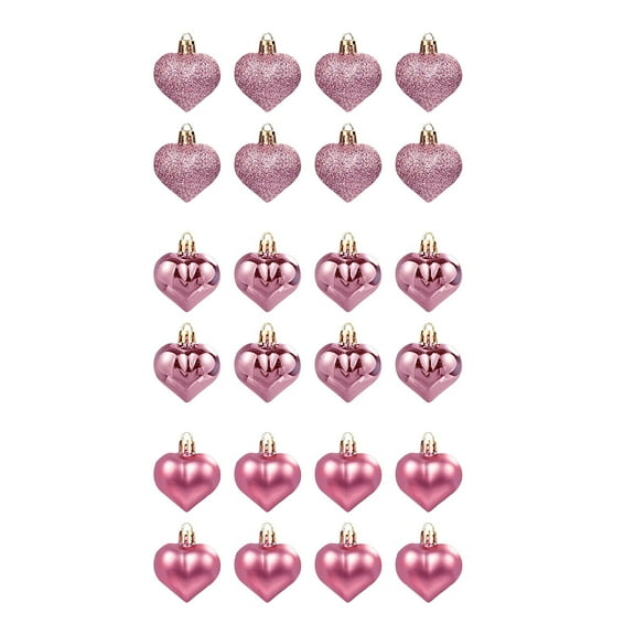 Valentines Heart Decorations, 36Pcs Valentine's Day Heart Shaped Ornaments, Electroplated Glitter Heart Shaped Baubles, Romantic Christmas Valentine's Day Tree Hanging Decorations