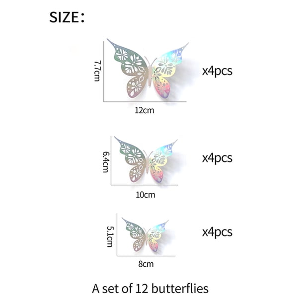 12 Piezas De Decoración De Pared Con Mariposas Huecas En 3D, 3 Tamaños, Decoración Con Mariposas, Mariposas Talladas Huecas, Diseño Exquisito, Decoraciones Para Tartas De Fiesta