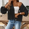 thumbnail image 7 of Women's Button Down Cardigan Casual Long Sleeve Chunky Knit Sweater Drop Shoulder V Neck Cardigans Knitwear Black, S, 7 of 7