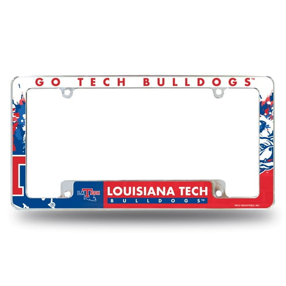 Louisiana Tech NCAA Bulldogs Chrome Metal License Plate Frame with Bold Full Frame Design