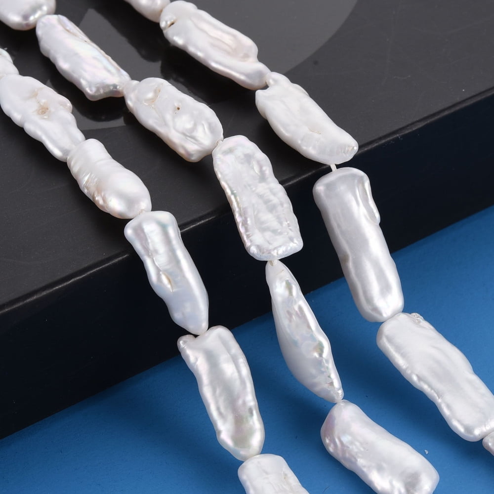 Natural Keshi Pearl Beads Strands Cultured Freshwater Pearl Nuggets Seashell Color 15~34x6~12x4~7mm Hole: 0.6mm about 14~20pcs/strand 14.96 inch(38cm)