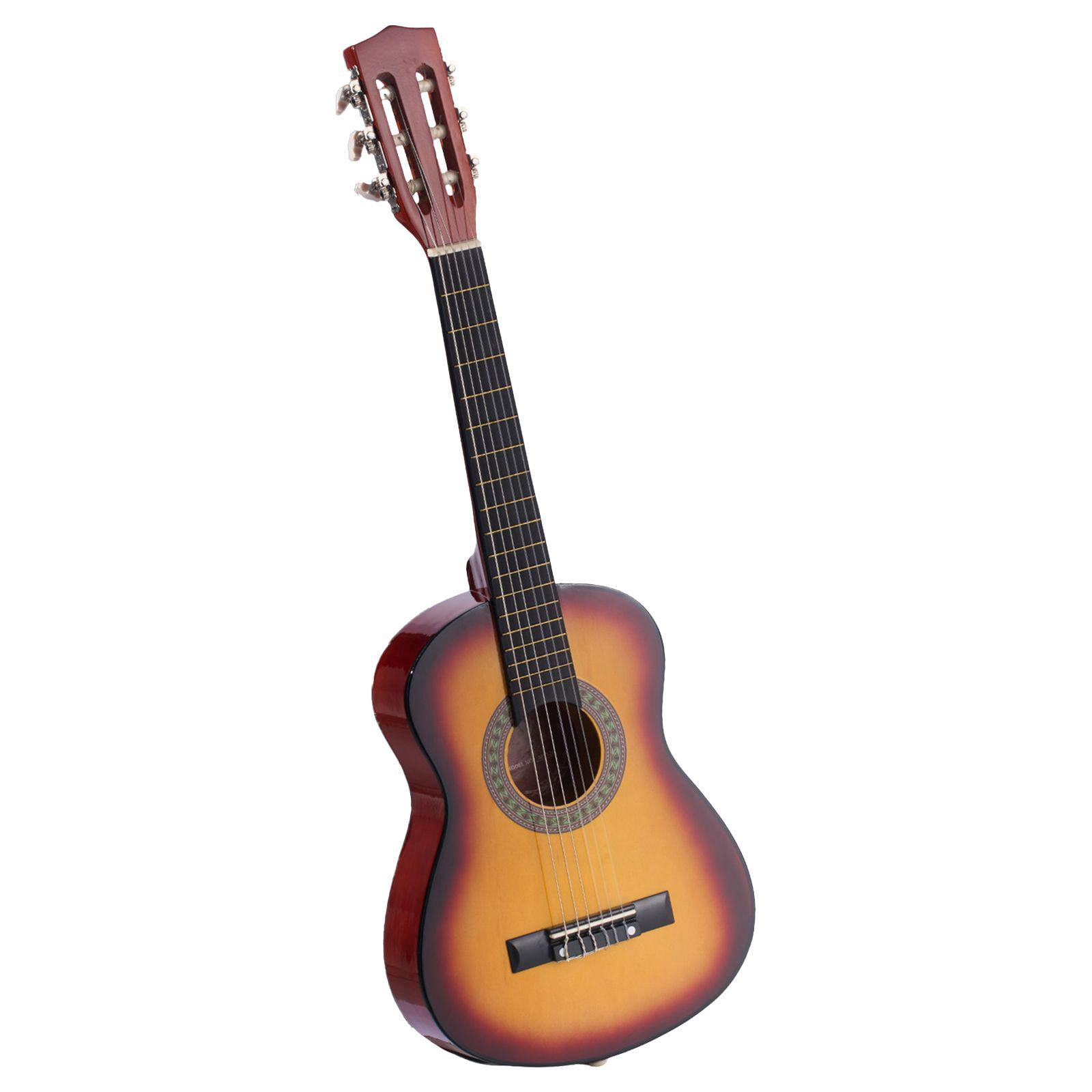 30 Inch Basswood Classical Guitar Starter Kit with Nylon Strings Gig Bag Strap Tuner Extra Strings Pick Capo Sunburst for Beginners Kids Girls Boys Students