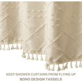 thumbnail image 3 of Extra Long Boho Farmhouse Shower Curtain Woven Fabric Cream/Beige 84 Inch Shower Curtain, 72 x 84 Tufted Chevron Textured Striped Modern Minimalist Cloth Shower Curtain for Bathroom, 3 of 6