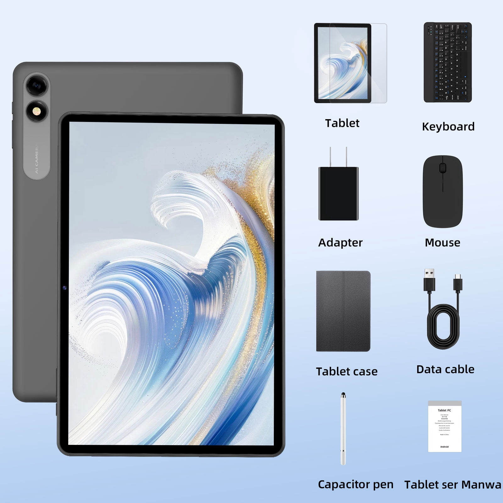 Android 14 Tablet 10.1 inch Tablets, 10GB RAM + 64GB ROM 1TB Expand, Octa-Core Tablet with Case, GPS, 6000mAh, 1280x800 FHD Display, Dual Camera, WiFi, Bluetooth