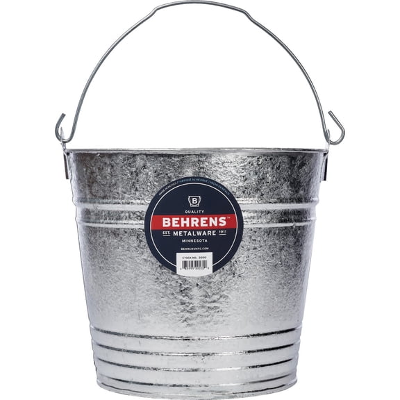 Behrens 1214GS 14 Quart Steel Pail Galvanized Steel in Silver — Heritage American-Made Outdoor & Workshop Container