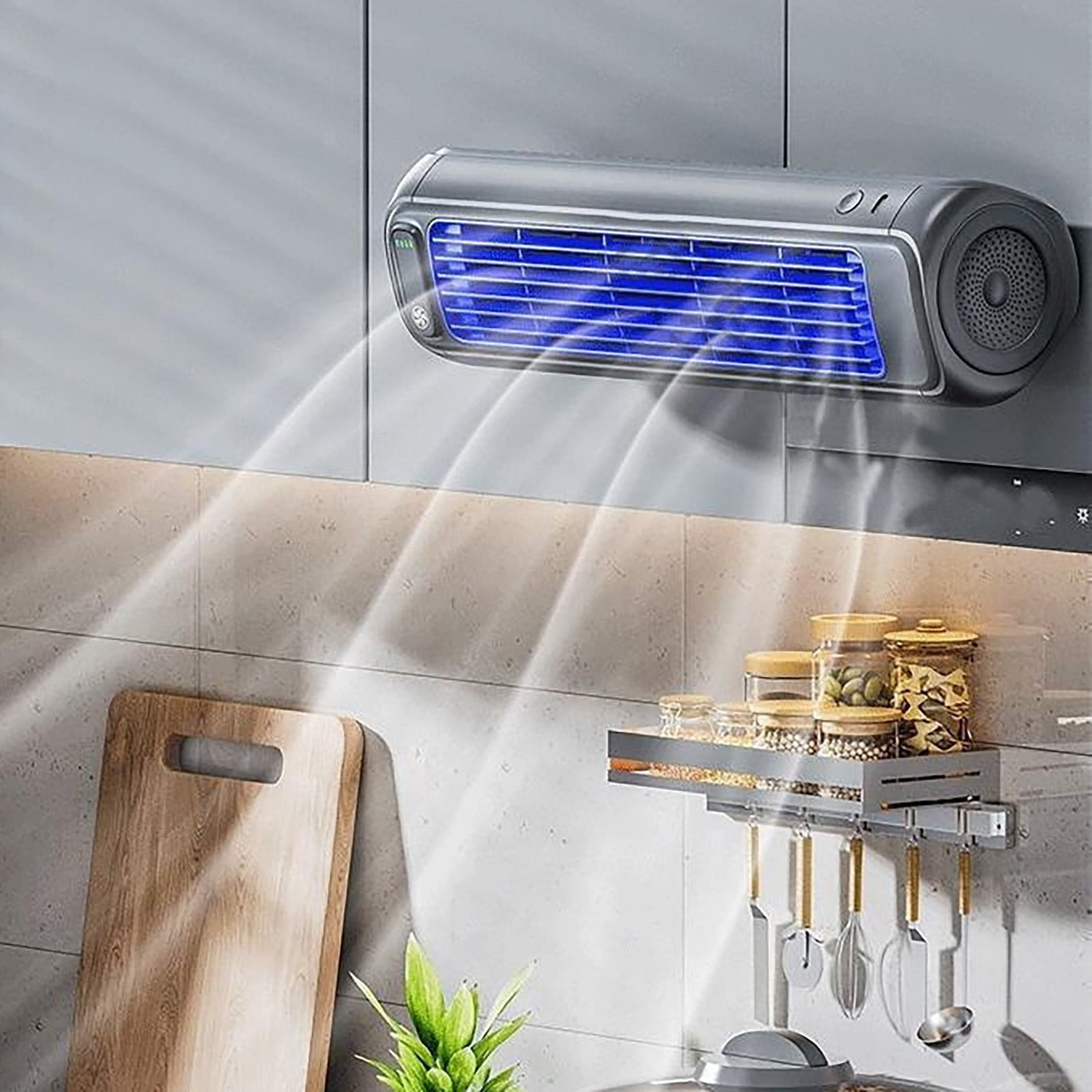 2026 New Cooling Ace Portable Air conditioner, Cooling Fan with 3 Speeds & LED Touch Screen, USB Charging Air Conditioner for Bedroom Office Home, Wall-mounted Air Conditioner Fan,Dark gray