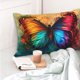 thumbnail image 4 of Fotbe Vibrant Rainbow Butterfly A Funda de Almohada Decorativa Estilo Occidental, Lujo en Algodón, Fundas para Almohadas King, Cojín Estampado para Decoración del Hogar-14"x20", 4 of 6